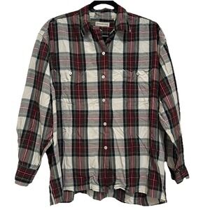 Banana Republic Womens Vintage Button-Up Plaid Top Size L Wool‎ Blend Holiday